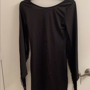 H&M black tasseled arm dress